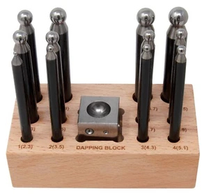Dapping Set of 13 Pieces with 1" x 1" Doming Block Jewelry Making Metal Forming - Picture 1 of 3