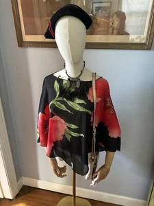 1990s Soulmates Chiffon Capelet, Pink Floral With Black Background. 🤩🤩 - Picture 1 of 2