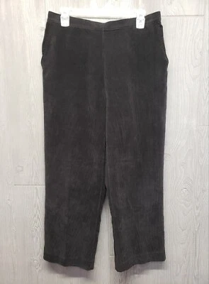 Pantalones Alfred Dunner para mujer 14 Petite Crop Pana cintura elástica negros Foto 1 de 4