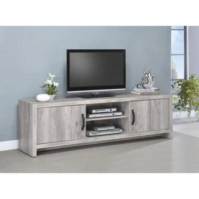 Burke 2-door TV Console Grey Driftwood - Image 1 of 4