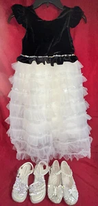Set Mädchen schwarz/weiß ärmelloses Kleid mit Schuhen ideal für Halloween - Bild 1 von 6