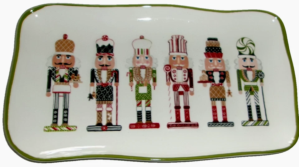 CHRISTMAS CERAMIC SERVING TRAY ~ 13" X 8" ~ NUTCRACKERS - Image 1 of 1