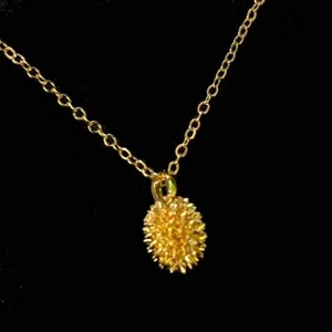 VTG Gold-plated?  (NOT SURE ) Gold Tone Pendant Necklace marked '999', 17 inch - Picture 1 of 7