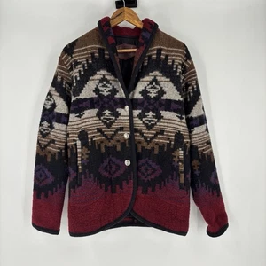 Vintage Woolrich Coat Womens Medium Nordic Wool Blanket Aztec Southwestern USA - Picture 1 of 9