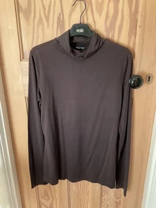BNWOT Massimo Dutti Brown Silk/Cotton/Wool Roll Neck Top Size XL - 38 Inch Bust - Picture 1 of 2