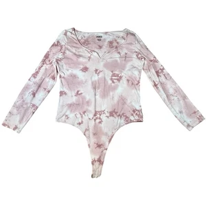 Victoria’s Secret Pink White Long Sleeve Cotton Bodysuit Women Sz L - Picture 1 of 6