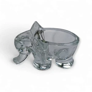 Estatuilla de plato de baratija con soporte de pipa de elefante de vidrio pequeño de colección - Imagen 1 de 6