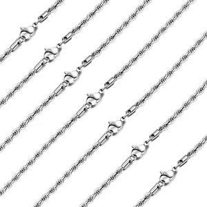 Cadenas de acero inoxidable sin deslustre de 7 piezas para hacer joyas, collar de plata a granel, - Imagen 1 de 6