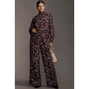 Pantalone nuovo con etichette ANTHROPOLOGIE ESSENTIEL ANVERSA tg 6 gamba larga estroverso fiore di tigre - Foto 1 di 5