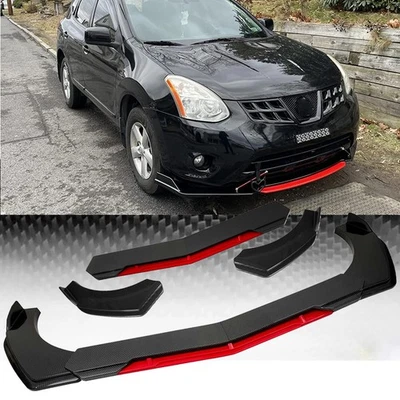 For Nissan Rogue Front Bumper Lip Spoiler Splitter Body Kit+Carbon Fiber Red Foto 1 de 4