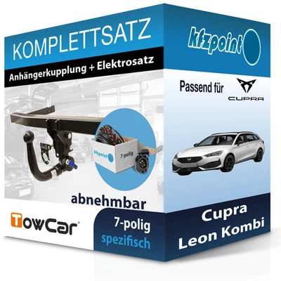 TOWCAR Anhängekupplung abnehmbar und ECS E-Satz 7polig für Cupra Leon Kombi 20- - Bild 1 von 3