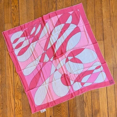 Vintage Vera Neumann Mod 60s 70s Silk Scarf Pink Abstract Print  - Image 1 of 4