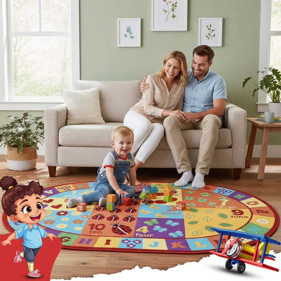 Furnish my Place Kids ABC area rug Educational Alphabet Letter & Numbers Multico