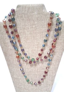 Collana di perline multicolore Joan Rivers in plastica sfaccettata lunga 60" - Foto 1 di 7