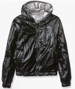 Blank NYC Girls Reversible Nylon Jacket Black And Silver Full Zip Sz L/XL - Picture 1 of 6