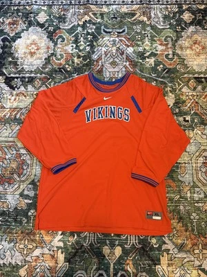Camiseta deportiva de hockey del equipo Nike de los Vikingos de colección talla XL azul naranja Y2K Center Swoosh Foto 1 de 4