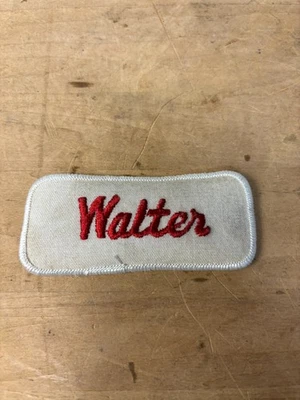 Vtg 70s WALTER Sew On Embroidered Clothing Jacket Uniform Name Patch RED & WHITE - Image 1 of 3