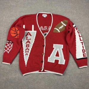 Vintage Alabama Crimson Tide Sweater Cardigan NCAA Football Basketball Medium - Picture 1 of 16