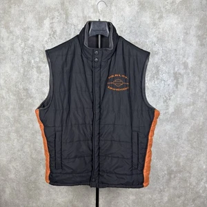 Harley Davidson Motorcycles Unisex Adult Reversible Black/Orange Vest Insulated - Picture 1 of 14