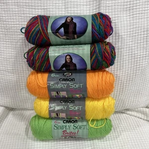 Lote de 6 madejas de hilo Caron Simply Soft colores surtidos nuevas - Imagen 1 de 7