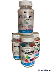 4 Flaschen Vitapens Textmarker in Kapselform in mehreren Farben Gag Geschenke - Bild 1 von 3