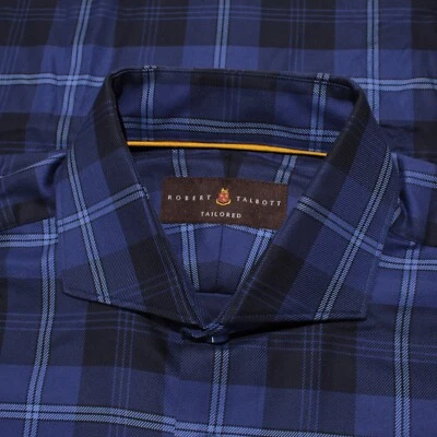 Robert Talbott NWT Casual Button Down Shirt Size M Tailored in Blue Plaid Cotton - Image 1 of 4