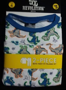 OT Revolution Boys 2 Piece Tight Fit Pajama Set Outfit Dinosaur theme Size 4 NWT - Picture 1 of 3
