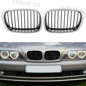 Front Grill Kidney Grille Black+Chrome For BMW E39 525i 528i 530i M5 1999-2003 q - Picture 1 of 10