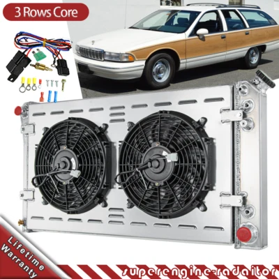 Ventilador de cobertura de radiador 3 fileiras para Chevy Caprice 1991-1993 Buick Roadmaster Oldsmobile - Imagem 1 de 4
