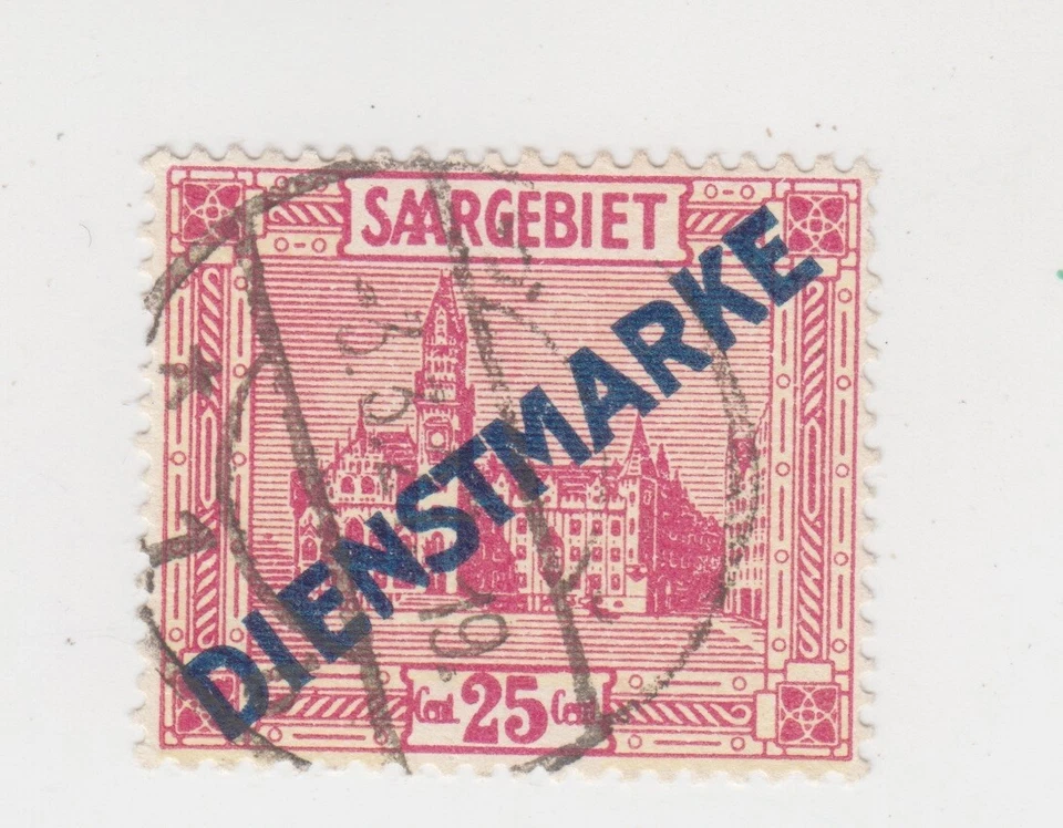 Saarland Germany 1922. Town Hall, Saarbrucken / OP DIENSTMARKE. Sc# SL 08. Used - Image 1 of 1