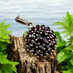 RR Antique Czech Bohemian Natural Rose Garnet Brooch Pendant Victorian snowflake - Picture 1 of 22