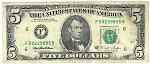 1995 5$ FRN - SP w/ security thread - MEW/RER F50229895B - #17235 - Picture 1 of 2