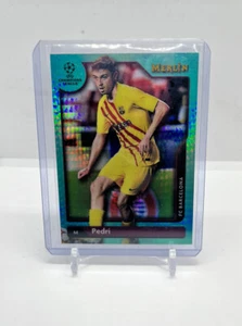 2021-22 Merlin UEFA Champions League PEDRI Aqua Prism Refractor FC Barcelona #75 - Picture 1 of 1