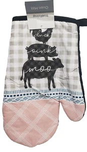 Guante de horno de cocina de algodón (7 "x 11") ANIMALES DE GRANJA, GALLO, CERDO, VACA, CACA, TINTA, MOO, TL - Imagen 1 de 21