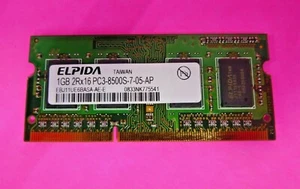 Genuine Elpida 1GB 204-Pin PC3-8500S DDR3 Sdram EBJ11UE6BASA-AE-E F679F - Picture 1 of 3