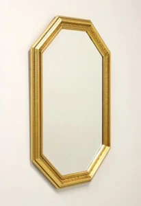 CAROLINA MIRROR Traditional Octagonal Beveled Wall Mirror in Gold Frame - Picture 1 of 6