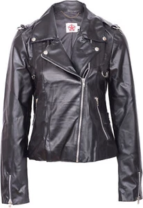 CHAQUETA MOTERA NEGRA PISTOL SKY óptica cuero gótica dama / chaqueta Rockabilly - Imagen 1 de 4