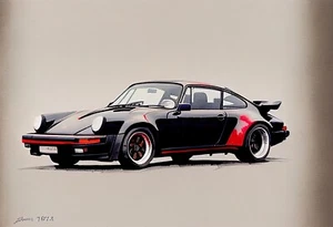 Porsche 911 Sportwagen Aquarell Gemälde Wandbild Druck Poster A3 A4 A5 - Bild 1 von 6