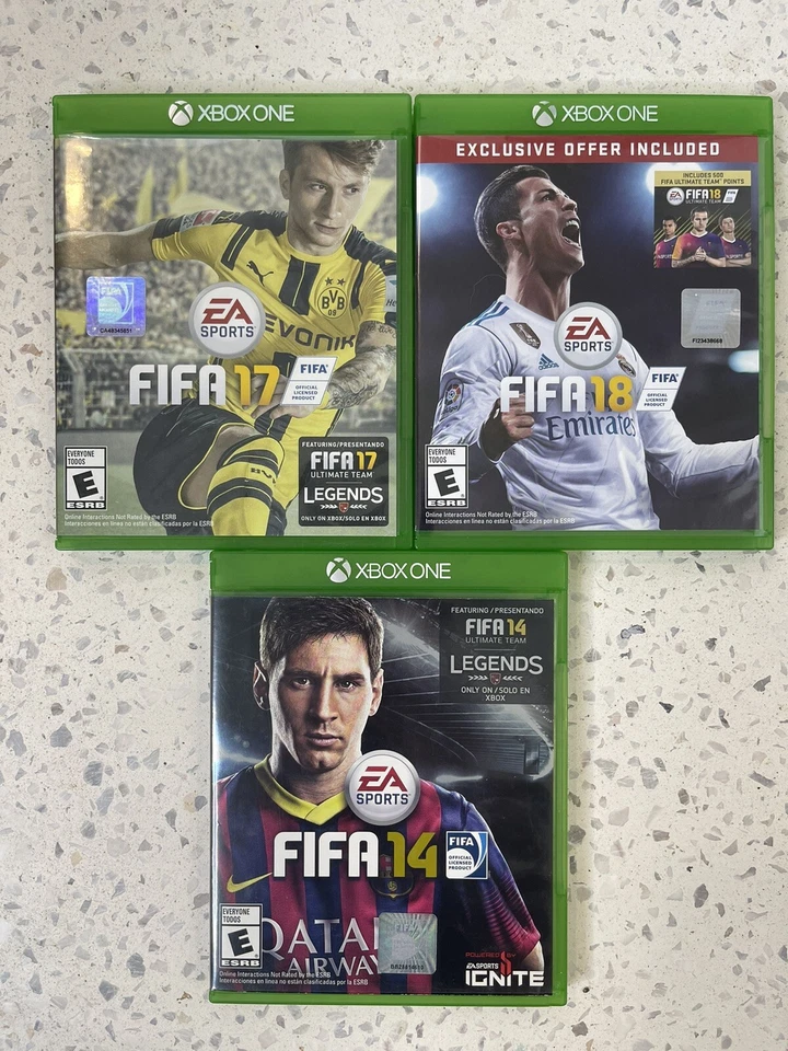 Lot of 3 Xbox One Games, FIFA 14, 17,  & 18 Tested Works EA Sports, Mint CIB - Image 1 of 4