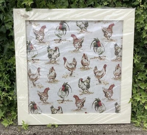 LARGE PADDED FABRIC CHICKEN THEMED PIN NOTICE MEMO BOARD ~ FARMHOUSE SHABBY CHIC - Picture 1 of 2