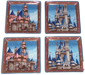 Juego de 4 platos de la Bella Durmiente Castillo de Cenicienta Disney Jeff Granito - Imagen 1 de 5