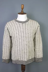 DEVOLD White Abstract Printed Crew Neck Wool Knit Ski Sweater Size XL - Picture 1 of 17