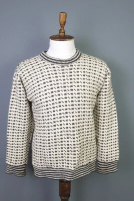 DEVOLD White Abstract Printed Crew Neck Wool Knit Ski Sweater Size XL - Image 1 of 4