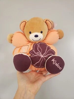 Kaloo Medium Chubby Bear New with tags Hibiscus Peach Orange Purple Flower - Image 1 of 4