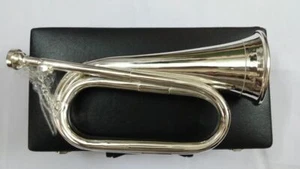 Professional British Army Bugle Silver Plated ,Tunable Mouthpiece Carrying Case - Picture 1 of 6