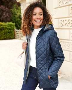 Cotton Traders Steppjacke mit Kunstfellfutter und Kapuze UK Größe 10 - Bild 1 von 2