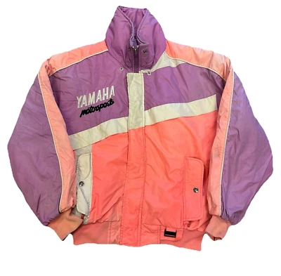 VTG 80'S YAMAHA MOTORSPORTS PURPLE PINK PUFFER SKI RACING JACKET COAT MEN L H7 - Image 1 of 4