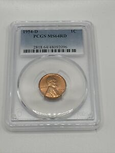1954-D 1C PCGS LINCOLN WHEAT CENT GRADED  MS64RD