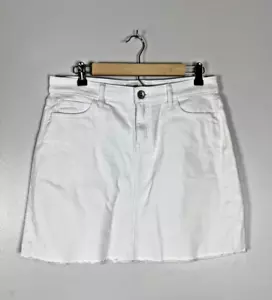 Vineyard Vines Damen Denim Jeansrock roher Saum Taschen mittelhoch weiß Größe 10 - Bild 1 von 4