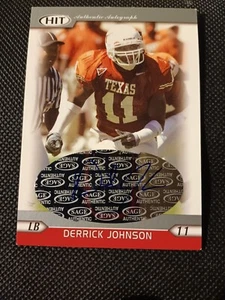 2005 DERRICK JOHNSON SAGE HIT AUTOGRAPHED AUTO ROOKIE CARD RC #A2 CHIEFS TEXAS - Picture 1 of 2